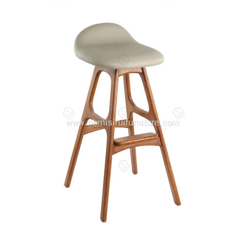 Faux leather and cotton line bar stool